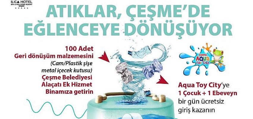 Çeşme Belediyesi hem plastik atık kullanımını azaltıp hem de çocukların