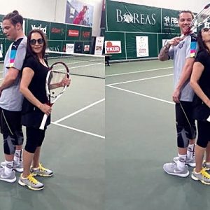 Hülya Avşar’la tenis maçı yapan Sinan Akçıl, Ebru Şallı ile