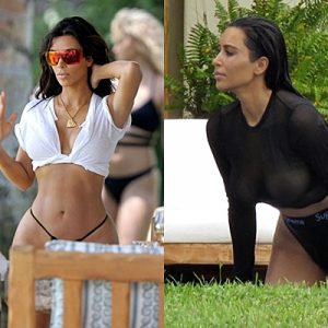 2 çocuğuyla birlikte Meksika tatiline devam eden Kim Kardashian, verdiği