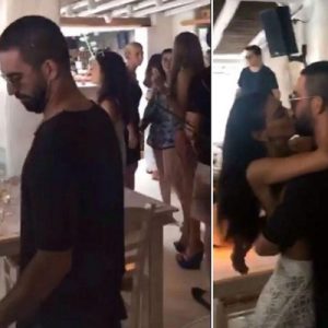 Aslıhan Doğan ile birlikte müzik eşliğinde dans eden Arda Turan,