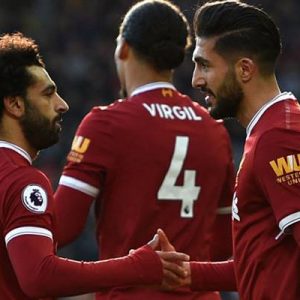 Liverpool teknik direktörü Jurgen Kloop, Emre Can, Mohamed Salah ve