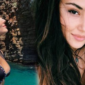 Karadağ’ın Budva şehrinde tatil yapan oyuncu Hande Erçel’den bikinili paylaşım