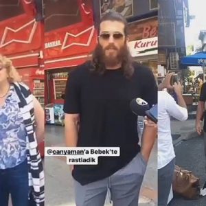 Can Yaman, Bebek’te taksi beklerken hayranlarını kırmayarak onlarla tek tek