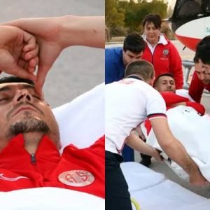 Antalyaspor’un Denizlispor maçında hava mücadelesinde rakip oyuncuyla çarpışarak sakatlanan ve