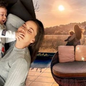 Oyuncu Fahriye Evcen, 1 yaşına basan oğlu Karan’ın doğum gününü