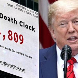 New York’taki Times Meydanı’na ABD Başkanı Donald Trump’ı suçlayan koronavirüs