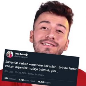 Ünlü Youtuber Enes Batur, Twitter hesabından, “Sarışınlar varken esmerlere bakanlar…