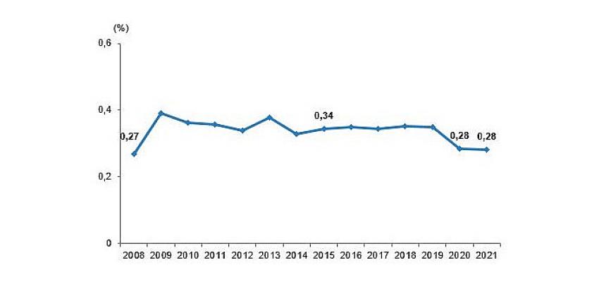 Merkezi yönetim bütçesi verileri kullanılarak yapılan hesaplamalara göre 2021 yılında